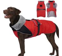 MIGOHI Snowproof Dog Coat Thick Fleece Dog Jacket with Adjustable Collar Keep War Winter Coat for Dogs Cold Weather Walking Playing,Australian Shepherd,Beagle,XL,Red