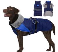 MIGOHI Snowproof Dog Coat Thick Fleece Dog Jacket with Adjustable Collar Keep War Winter Coat for Dogs Cold Weather Walking Playing,Australian Shepherd,Beagle,XL,DarkBlue