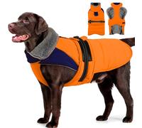 MIGOHI Snowproof Dog Coat - Thick Fleece Dog Jacket with Adjustable Collar, Keep Warm Winter Coat for Medium Dogs Cold Weather Walking Playing,Australian Shepherd,XL,Orange