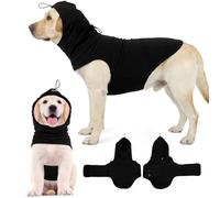 MIGOHI XL Dog Anxiety Calming Vest for Fireworks, Storms, Travel, Separation, Stretchable Calming Hoodie for Dogs Anxiety, Adjustable Head Wrap to Calm Down Dogs, XL,Black