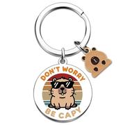 MigPio Capybara Keychain Cute Capybara Gifts Capybaras Stuff Charm Capybaras Birthday Decorations Capibara Bag Charms For Women Girls -Don't Worry Be Capy