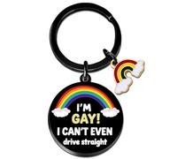 MigPio Gay Pride Keychain Lesbian Stuff Gay Gifts for Men Women Transgender stuff Bisexual Gift Rainbow Gifts for Gays-I'm Gay I Can't Even Drive Straight