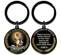 MigPio St Christopher Keychain St Christopher Medal For Car Protection Keychain Traveles Catholic Gifts For Men Women, Yellow, S