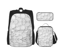 Migpkd 3D Flower School Bag Pencil Case Lunch Bag Combinationbackpack for Kids School Bookbag