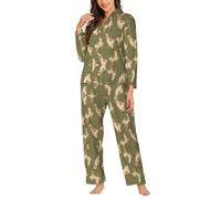 Migpkd Alpaca. Pajamas For Women Set Long Sleeve Button Down Sleepwear 2 Piece Nightwear Women Pjs Sets Black