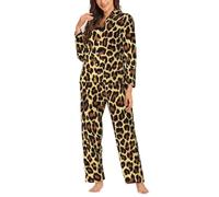 Migpkd Animal Giraffe Print Pajamas For Women Set Long Sleeve Button Down Sleepwear 2 Piece Nightwear Women Pjs Sets Black