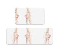 Migpkd Ballet Shoes Kitchen Mats For Floor Set Of 2anti Fatigue Mat For Cushioned Waterproof Non Slip Rugs