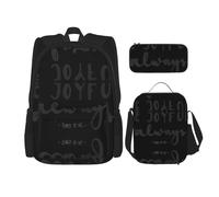 Migpkd Be Joyful Calligraphy School Bag Pencil Case Lunch Bag Combinationbackpack for Kids School Bookbag