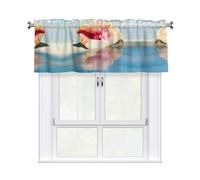 Migpkd Beach Conch Seascape Valance Curtains, Rod Pocket Short Curtain Window Valances For Living Room, 54 X 18 Inch