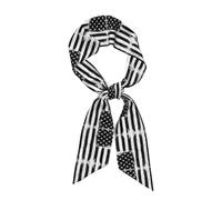Migpkd Black And White American Flag Silk Feeling Scarf Elongated Satin Head Scarf For Women 3.1 Ã- 46.9inches