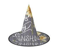 Migpkd Blackboard Bees Sunflowers Halloween Witch Hat For Women Men Cosplay Accessories For Costume Party Wizard Hat