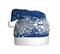 Migpkd Blue Christmas Snowflake Christmas Santa Hat - Adult Xmas Holiday Hat For Women & Men,Christmas New Year Festive Holiday Party Supplies