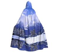 Migpkd Blue Sky White Snow Mountain View Halloween Hooded Cloaks Witch Robe Cloaks Hooded Robe Cloak For Adult Cape Cosplay Costume