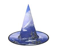 Migpkd Blue Sky White Snow Mountain View Halloween Witch Hat For Women Men Cosplay Accessories For Costume Party Wizard Hat