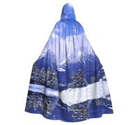 Migpkd Blue Sky White Snow Mountain View Long Hooded Cloak Cape Adult Halloween Cape For Cosplay Costumes Unisex