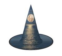 Migpkd Bright Moon At Sea Hippie Halloween Witch Hat For Women Men Cosplay Accessories For Costume Party Wizard Hat