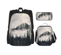 Migpkd Canadian Smokey Mountain Cliff. School Bag Pencil Case Lunch Bag Combinationbackpack for Kids School Bookbag