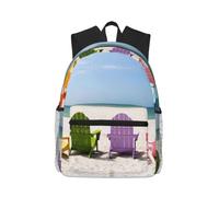 Migpkd Chairs Beside The Blue Sea Sky Basics Backpack For School Travel Durable Design