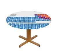 Migpkd Chemical Periodic Table Round Tablecloth Waterproof Elastic Fitted Table Covers For 35" - 55" Tables