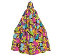 Migpkd Colored Memphis Long Hooded Cloak Cape Adult Halloween Cape For Cosplay Costumes Unisex