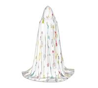Migpkd Colorful Hand Drawn Art With Boho Style Arrows Hooded Cape For Teenagers Full Length Hooded