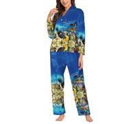 Migpkd Colorful Sea Fish Pajamas For Women Set Long Sleeve Button Down Sleepwear 2 Piece Nightwear Women Pjs Sets Black
