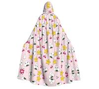 Migpkd Cute Rice Balls And Stars Pattern Halloween Hooded Cloaks Witch Robe Cloaks Hooded Robe Cloak For Adult Cape Cosplay Costume