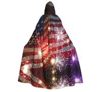 Migpkd Fireworks American Flag Halloween Hooded Cloaks Witch Robe Cloaks Hooded Robe Cloak For Adult Cape Cosplay Costume