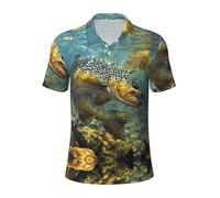 Migpkd Fly Fish Men is Golf Polo Shirts Short Sleeve Performance Moisture Wick Casual Print Collared Golf Shirts for Men Black