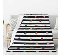 Migpkd Glitter Rainbow Polka Dot Stripe Black And White Blanket Anti-Pilling Flannel Fleece