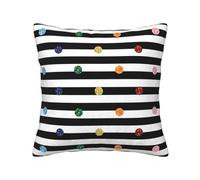 Migpkd Glitter Rainbow Polka Dot Stripe Black And White Corduroy Decorative Throw Pillow Covers Square Pillow Case Cushion Cover For Sofa Home Decor