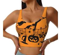Migpkd Halloween Witch Flying Sports Crop Tank Tops for Women Sleeveless Gym Shirts Cropped Workout Tops Black