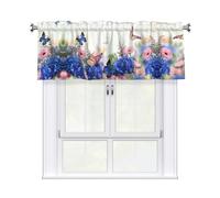 Migpkd Hydrangeas Daisies Butterflies Valance Curtains, Rod Pocket Short Curtain Window Valances For Living Room, 54 X 18 Inch