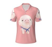Migpkd Pink Pig Men is Golf Polo Shirts Short Sleeve Performance Moisture Wick Casual Print Collared Golf Shirts for Men
