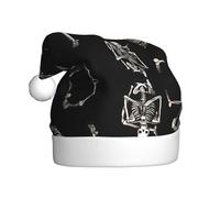 Migpkd Skeletons Yoga Christmas Santa Hat - Adult Xmas Holiday Hat For Women & Men,Christmas New Year Festive Holiday Party Supplies