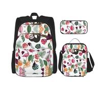 Migpkd Sloth in Pink Tropical Jungle School Bag Pencil Case Lunch Bag Combinationbackpack for Kids School Bookbag