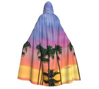 Migpkd Sunset Colorful Clouds Palm Tree Halloween Hooded Cloaks Witch Robe Cloaks Hooded Robe Cloak For Adult Cape Cosplay Costume