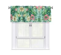 Migpkd Tropical Flowers And Fruits Valance Curtains, Rod Pocket Short Curtain Window Valances For Living Room, 54 X 18 Inch