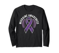 Migraine Awareness Purple Ribbon Chronic Illness Support Long Sleeve T-Shirt