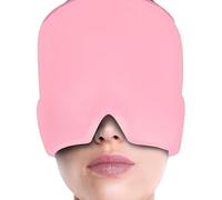 Migraine Relief Cap 2PCS, Cold Gel Ice Pack Mask for Tension Headaches, Cooling Head Wrap for Eye Strain, Stress & Hangover, Reusable Hat for Women Men(Pink)