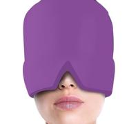 Migraine Relief Cap 2PCS, Cold Gel Ice Pack Mask for Tension Headaches, Cooling Head Wrap for Eye Strain, Stress & Hangover, Reusable Hat for Women Men(Purple)