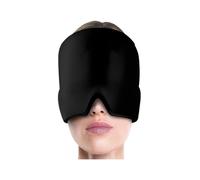 Migraine Relief Cap 2PCS, Cold Gel Ice Pack Mask for Tension Headaches, Cooling Head Wrap for Eye Strain, Stress & Hangover, Reusable Hat for Women Men(Black)