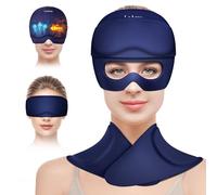 Migraine Relief Cap and Neck Ice Pack Wrap with Ice Eye Masks,3 in 1 Detachable Hot and Cold Therapy Headache Relief Cap for Headaches, Stiff Neck,Eye Fatigue, Tension and Pain Blue