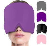 Migraine Relief Cap, Reusable Cold Hot Therapy Migraine and Headache and Migraine Hat, Head Wrap Ice and Hot Mask for Puffy Eyes, Tension, Sinus and Stress Relief -(Purple)