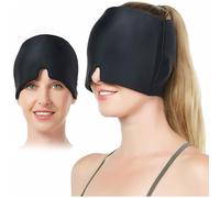 Migraine Relief Cap, Reusable Cold Hot Therapy Migraine and Headache Relief Cap, Single-Sided Gel Ice Hot Head Wrap for Chronic Migraine, Soothe Tension Headache, Sinus Stress, Puffy Eyes (Black)