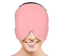 Migraine Relief Cap, Reusable Cold Hot Therapy Migraine and Headache Relief Cap, Single-Sided Gel Ice Hot Head Wrap for Chronic Migraine, Tension Headache, Sinus Stress, Puffy Eyes (Pink)