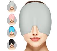Migraine Relief Cap, Reusable Cold Hot Therapy Migraine and Headache Relief Cap, Single-Sided Gel Ice Hot Head Wrap for Chronic Migraine, Tension Headache, Sinus Stress, Puffy Eyes (Grey)