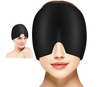 Migraine Relief Cap, Reusable Cold Hot Therapy Migraine and Headache Relief Cap, Single-Sided Gel Ice Hot Head Wrap for Chronic Migraine, Tension Headache, Sinus Stress, Puffy Eyes (Grey)