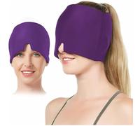 Migraine Relief Cap, Reusable Cold Hot Therapy Migraine and Headache Relief Cap, Single-Sided Gel Ice Hot Head Wrap for Chronic Migraine, Soothe Tension Headache, Sinus Stress, Puffy Eyes (Purple)