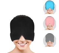 Migraine Relief Cap, Reusable Cold Hot Therapy Migraine and Headache Relief Cap, Single-Sided Gel Ice Hot Head Wrap for Chronic Migraine, Tension Headache, Sinus Stress, Puffy Eyes (Black)